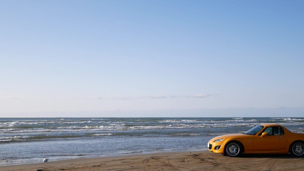 砂浜と車